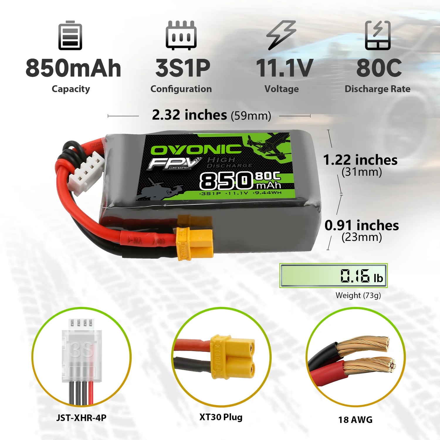850mAh / 3S / XT30