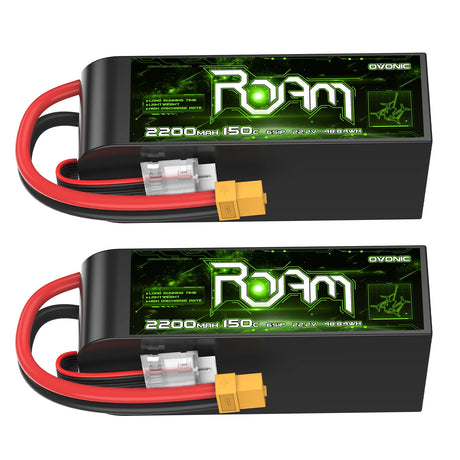 Ovonic Roam Series 6S 2200 mAh 150 C 22,2 V Langstrecken-Lipo-Akku mit XT60-Stecker ( 2 St. )