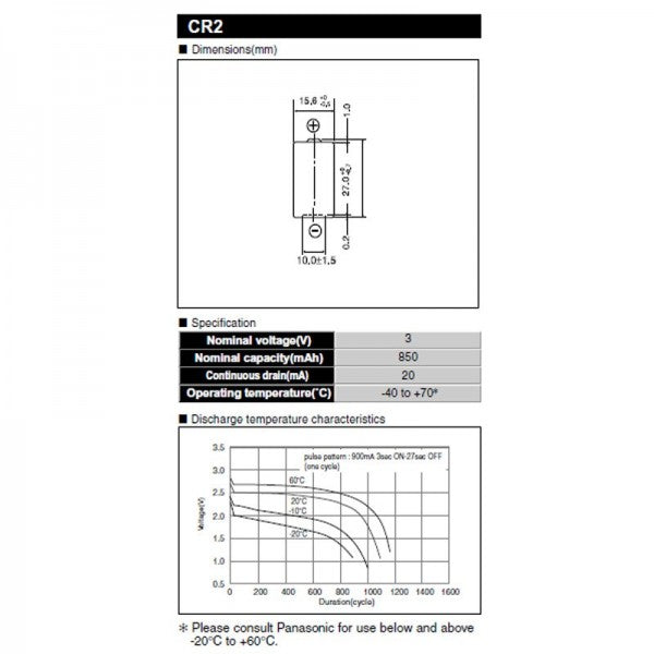 Panasonic CR2 Photo-Lithium Batterie CR-2, CR2EP, DL CR2