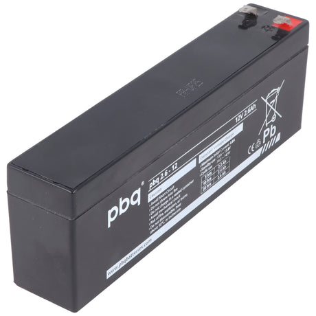 PBQ Bleiakku 2.6-12V, 12 V 2,6Ah, Abmessungen 178x34x61mm, kompatibel zu Alarmguard CJ12-2.6AH