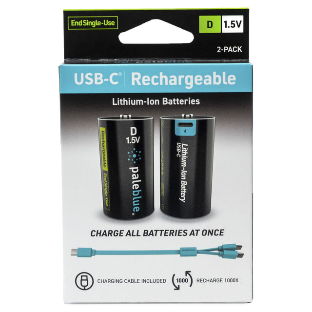 Paleblue Voyager-D Mono D LR20 Akku mit USB-C Ladeanschluss, 1,5V 9.000mAh, Lieferung inkl. USB-C Ladekabel