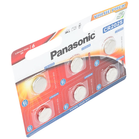 Panasonic Batterie Lithium, Knopfzelle, CR2025, 3V Electronics, Lithium Power, Retail Blister (6-Pack)