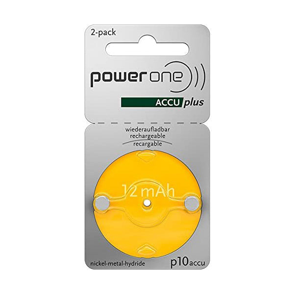 PowerOne P10 PR70 ACCUplus – Wiederaufladbare Hörgeräteakkus (2er Pack)