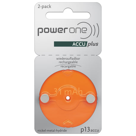 PowerOne P13 PR48, ACCUplus Hörgeräteakku, 2er Pack