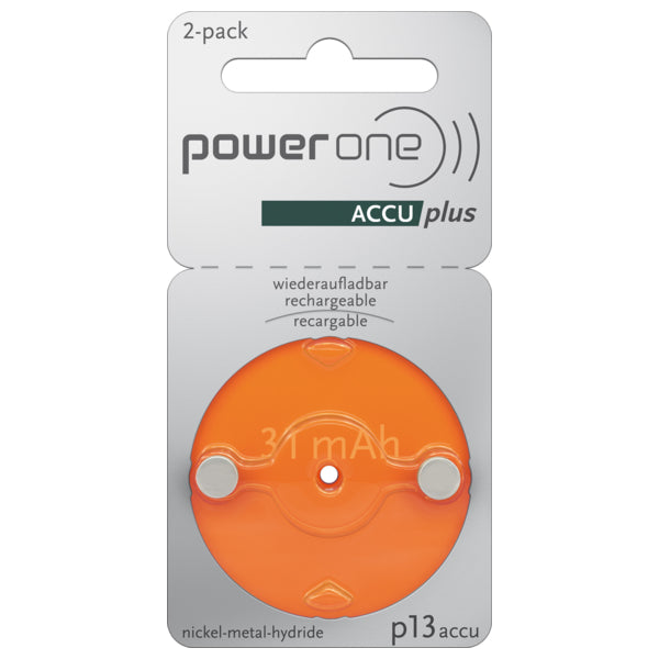 PowerOne P13 PR48, ACCUplus Hörgeräteakku, 2er Pack