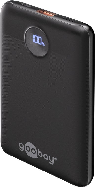 Goobay Powerbank 10.000mAh, PD und QC kompatibel, mit digitaler LED-Anzeige, inkl. Ladekabel
