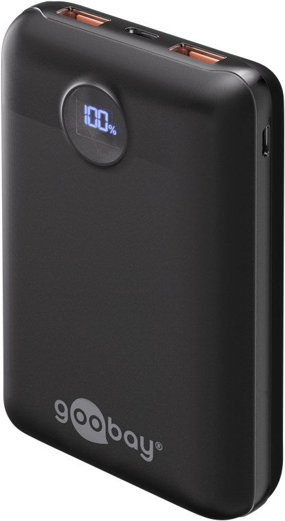 Goobay Powerbank 20.000mAh, PD und QC kompatibel, mit digitaler LED-Anzeige, inkl. Ladekabel