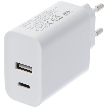 AccuCell Dual-USB Schnellladegerät USB QC3.0 28W weiß