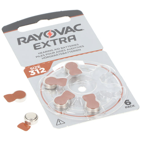 Rayovac Hörgerätebatterie H312MF Nr. 312 PR41 Extra Advanced, 180mAh 6 Stück im Blister