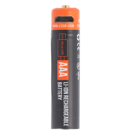 AccuCell Rundzelle AAA, Li-ion, 1,5V, 550mAh, 0,8Wh, mit USB-Ladeanschluss