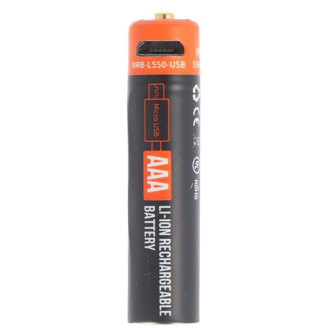 Rundzelle AAA, Li-ion, 1,5V, 550mAh, 0,8Wh, mit USB-Ladeanschluss