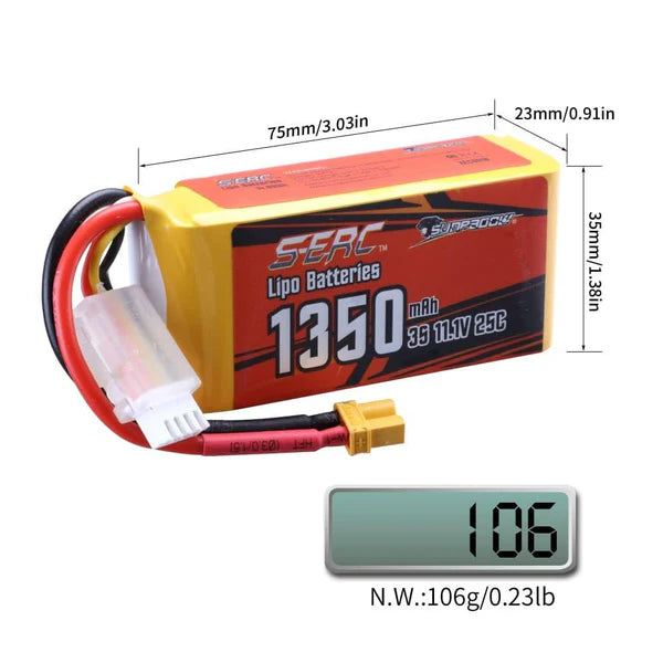 Sunpadow 3S RC Lipo-Akku 25C 11,1V 1350mAh mit XT30 (2 St.)