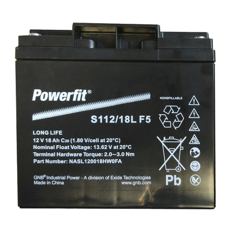 Exide Powerfit S112/18L F5 12 Volt 18 Ah M5 Innengewinde 182x77x168mm (ersetzt Marathon L12V15)