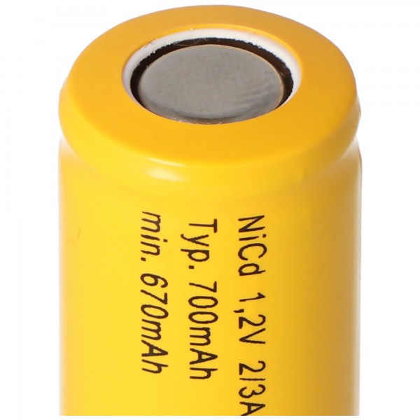 AccuCell KR-600AE 2/3 A NiCd Flat Top 1,2V 700mAh Akku