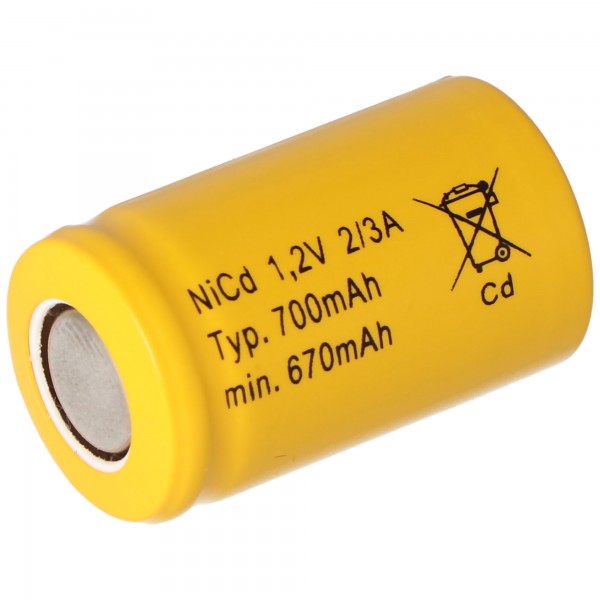 AccuCell KR-600AE 2/3 A NiCd Flat Top 1,2V 700mAh Akku