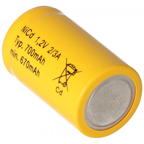 AccuCell KR-600AE 2/3 A NiCd Flat Top 1,2V 700mAh Akku