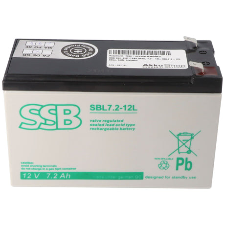 SSB SBL 12V 7,2Ah Akku, 7.2-12L, SBL7.2-12L Akku, AGM Bleiakku