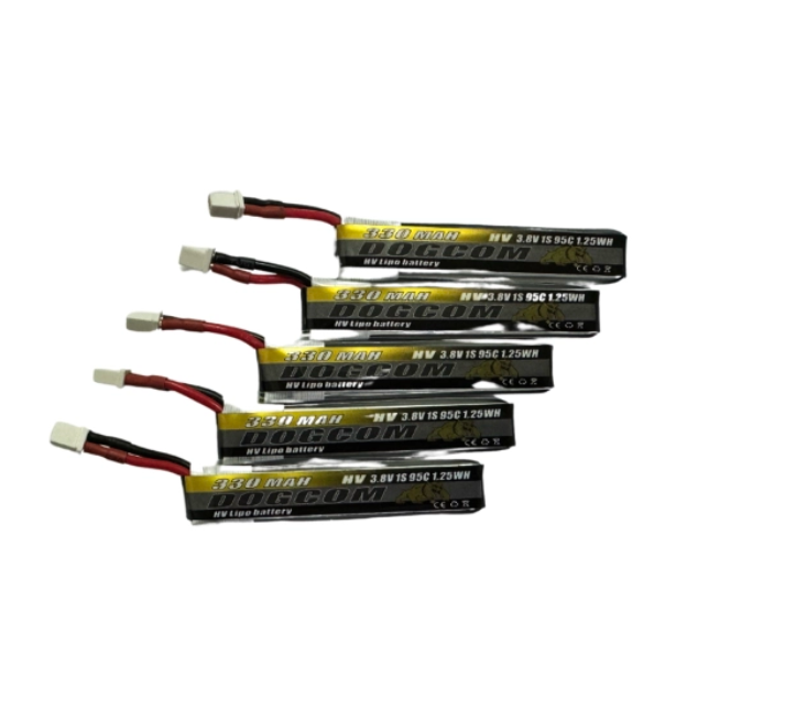 DOGCOM 330mAh 3,8V 95C 1S1P HV-Lipo-Akku mit BT2.0/PH2.0-Stecker (5 St. )