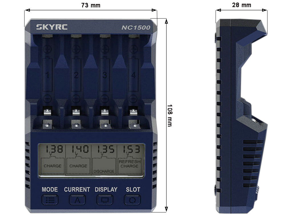 SkyRC NC1500 intelligentes Analyse-Ladegerät für AA/AAA, NIMH, Akkus