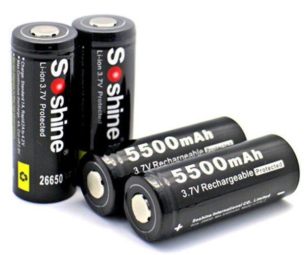 Soshine 26650 5500mAh 3,6V - 3,7V Li-Ion-Akku PCB (Button Top)