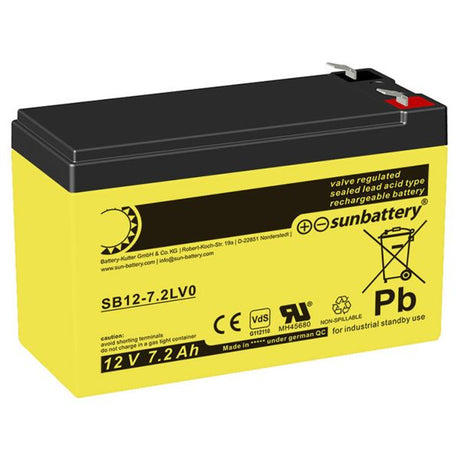 Sun Battery Blei-Akku SB12-7.2LV0 (VdS) AGM, Standard, Faston 6,3 mm
