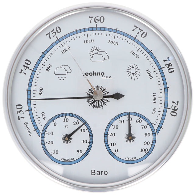 Technoline WA 3090 rundes BaroMeter mit Thermo-HygroMeter im Vintage-Design