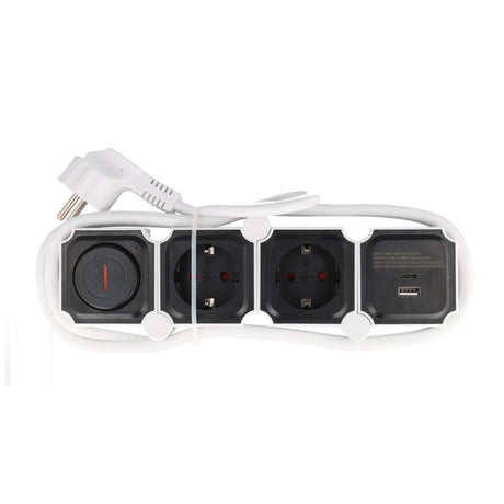 Heitech Tischsteckdose 2-fach mit USB-A und USB-C Ladeanschluss, bewegliche Steckdosenleiste