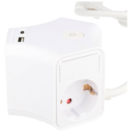 Heitech Tischsteckdose 3-fach mit USB-A und USB-C Ladeanschluss, sternförmig, zur Wandmontage geeignet