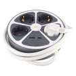 Tischsteckdose 4-fach mit USB-A und USB-C Ladeanschluss, runde Form, Kabellänge 1,4 Meter