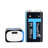 Trustfire 9V-Block 6LR61 6F22 500mAh BMS geschützt mit USB Ladefunktion