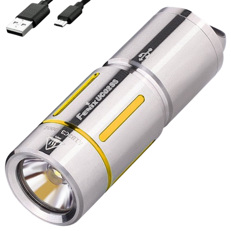Fenix UC02SS LED schlüsselbundleuchte, mit Akku und Ladekabel, Farbe gold