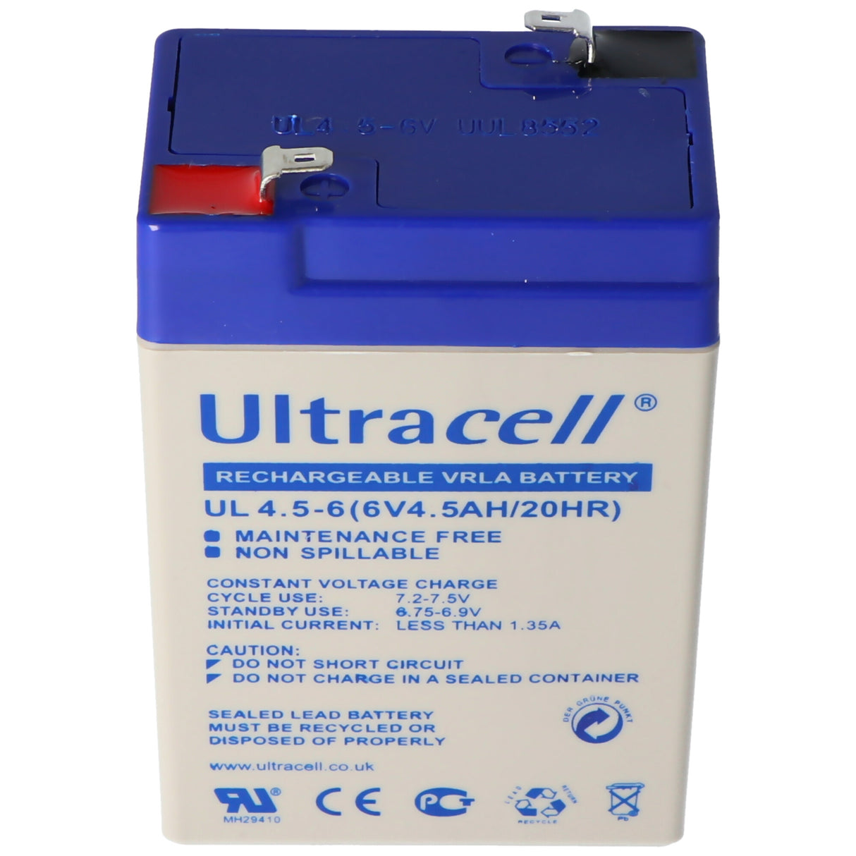 Ultracell UL 4.5-6 Blei Akku mit Faston 4,8mm Kontakten