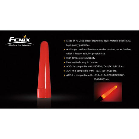Fenix Universal Diffusor rot, Warnstabaufsatz für L1D, L1T 2.0, L2D, L2T 2.0, P2x, P3x, LDx0 und PD30-Serien