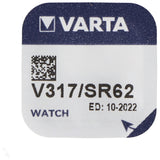 Varta V317, SR62, SR516SW Knopfzelle für Uhren etc.