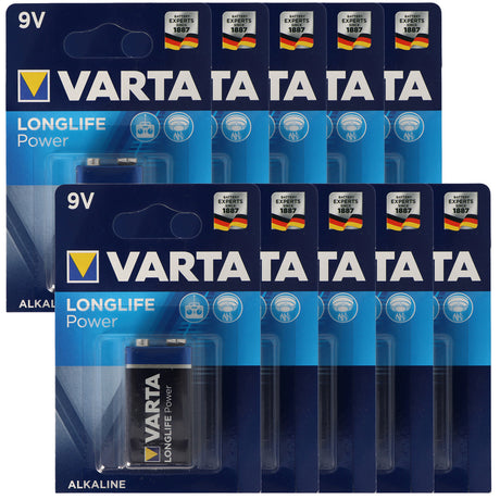 Varta 9V E-Block Batterie 4922 Longlife Power 1-er Blister 10er Packung