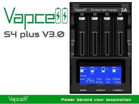 Vapcell S4 plus V3.0 professionelles Universal-Analyse-Ladegerät für Li-Ion, NIMH, NiCd Akkus