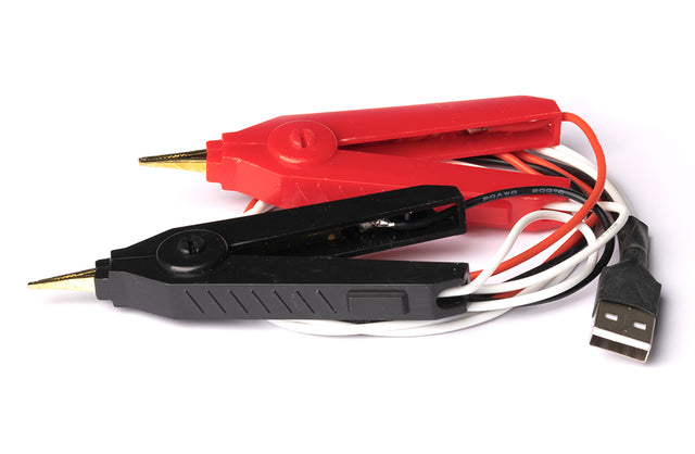 Vapcell Isolierte Krokodilklemmen mit USB-A Stecker passend für YR-1030 Innenwiderstandstester, robuste Messleitungen für exakte Akku- und Batterietests