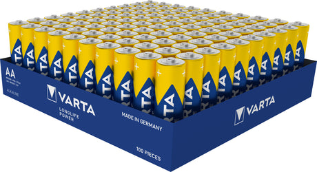 Varta Batterie Alkaline, Mignon, AA, LR06, 1.5V Longlife Power, Tray (100-Pack)