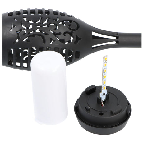 Velamp OLYMPIA, Solar-Gartenpfahl 51cm mit Flammen-Effekt, solarbetriebene LED-Leuchte