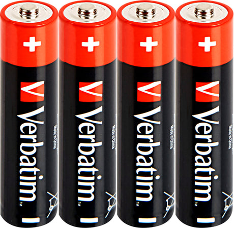 Verbatim Batterie Alkaline, Micro, AAA, LR03, 1.5V Premium, Shrinkwrap (4-Pack)