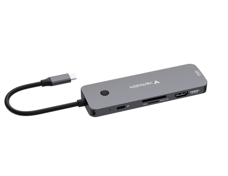Verbatim Hub, Multiport, CMH-08, 3x USB 3.2-A, USB 3.2-C 2x HDMI 4K, SD, microSD, USB 3.1-C Kabel, Retail