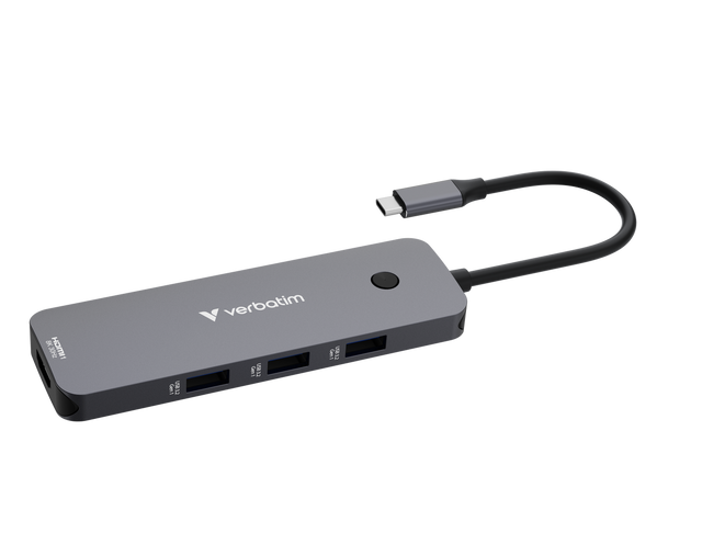 Verbatim Hub, Multiport, CMH-08, 3x USB 3.2-A, USB 3.2-C 2x HDMI 4K, SD, microSD, USB 3.1-C Kabel, Retail
