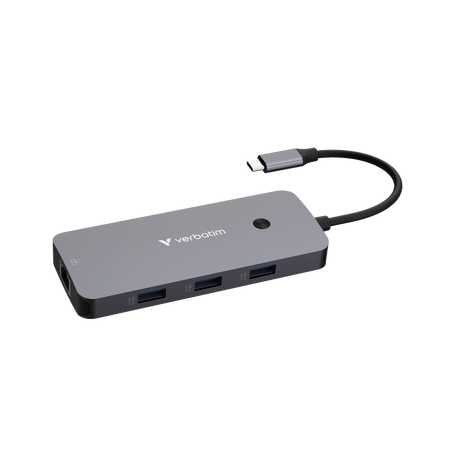 Verbatim Hub, Multiport, CMH-09, 3x USB 3.2-A, 2x USB 3.2-C HDMI 4K, RJ45, SD, microSD, USB 3.1-C Kabel, Retail