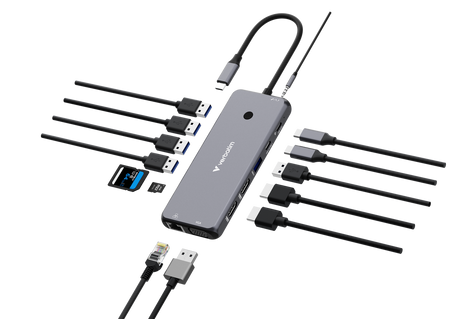 Verbatim Hub, Multiport, CMH-14, 2x USB 2.0-A, 4x USB 3.2-A, 2x USB 3.2-C VGA, 2x HDMI 4K, RJ45, Audio, SD, microSD, USB 3.1-C Kabel, Retail