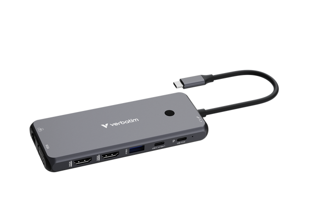 Verbatim Hub, Multiport, CMH-14, 2x USB 2.0-A, 4x USB 3.2-A, 2x USB 3.2-C VGA, 2x HDMI 4K, RJ45, Audio, SD, microSD, USB 3.1-C Kabel, Retail