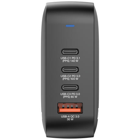 Verbatim Mini-GaN-Ladegerät, 165W, EU/US/UK-Stecker 1x USB-A QC, 4x USB-C PD, 100-250V, Retail