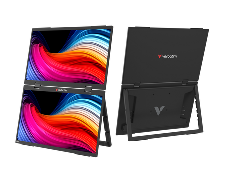 Verbatim Portable Dual Monitor, 2 x 15.6'' (39.62cm), LCD, Full HD USB-C, Mini HDMI, IPS, 16:9, inkl. Hülle, Retail