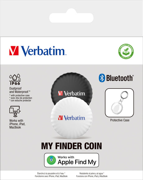 Verbatim Tracker, My Finder Coin, MYFC-02BW, schwarz-weiss Bluetooth, für Apple Find My App, Retail (2-Pack)