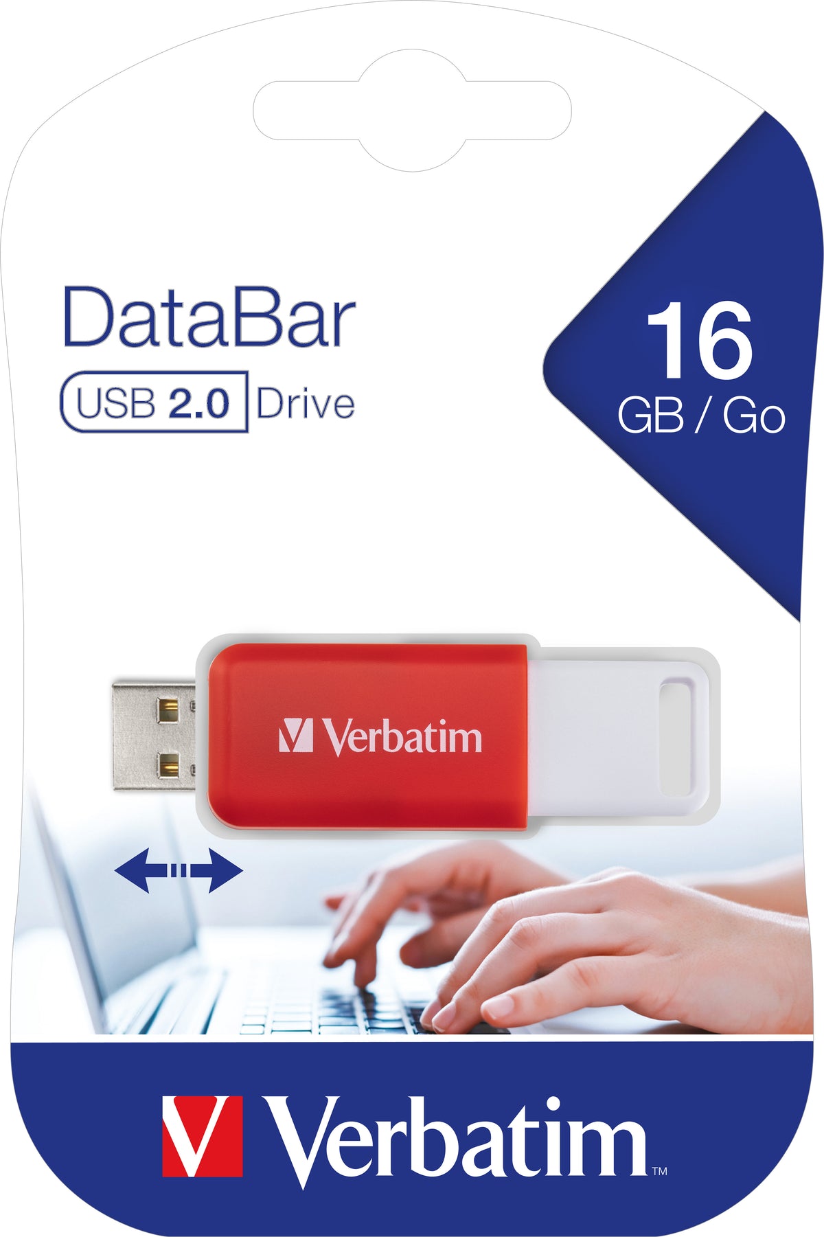 Verbatim USB 2.0 Stick 16GB, DataBar, rot Typ-A, (R) 8MB/s, (W) 2.5MB ...