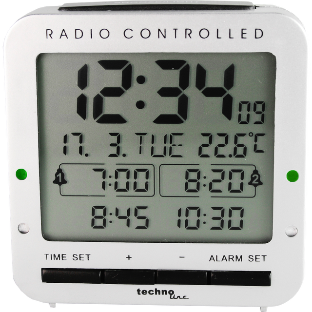WT245 - Funkwecker mit manueller Einstelloption, 12/24h Zeitanzeige, Hintergrundbeleuchtung